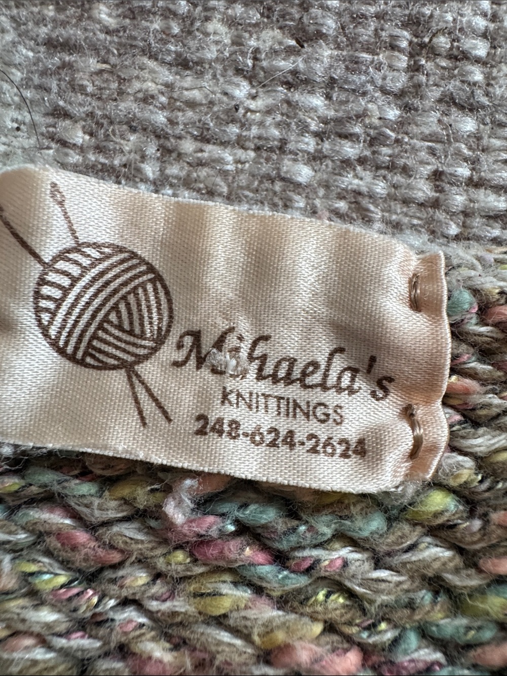 Hand-Knit Cream & Multicolor Baby Cardigan - Picture 5 of 6